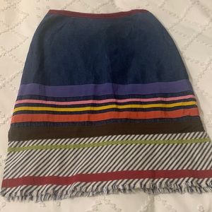 Ladies A Line Skirt neesh by dar size Large Denim with Stripes Anthropologie